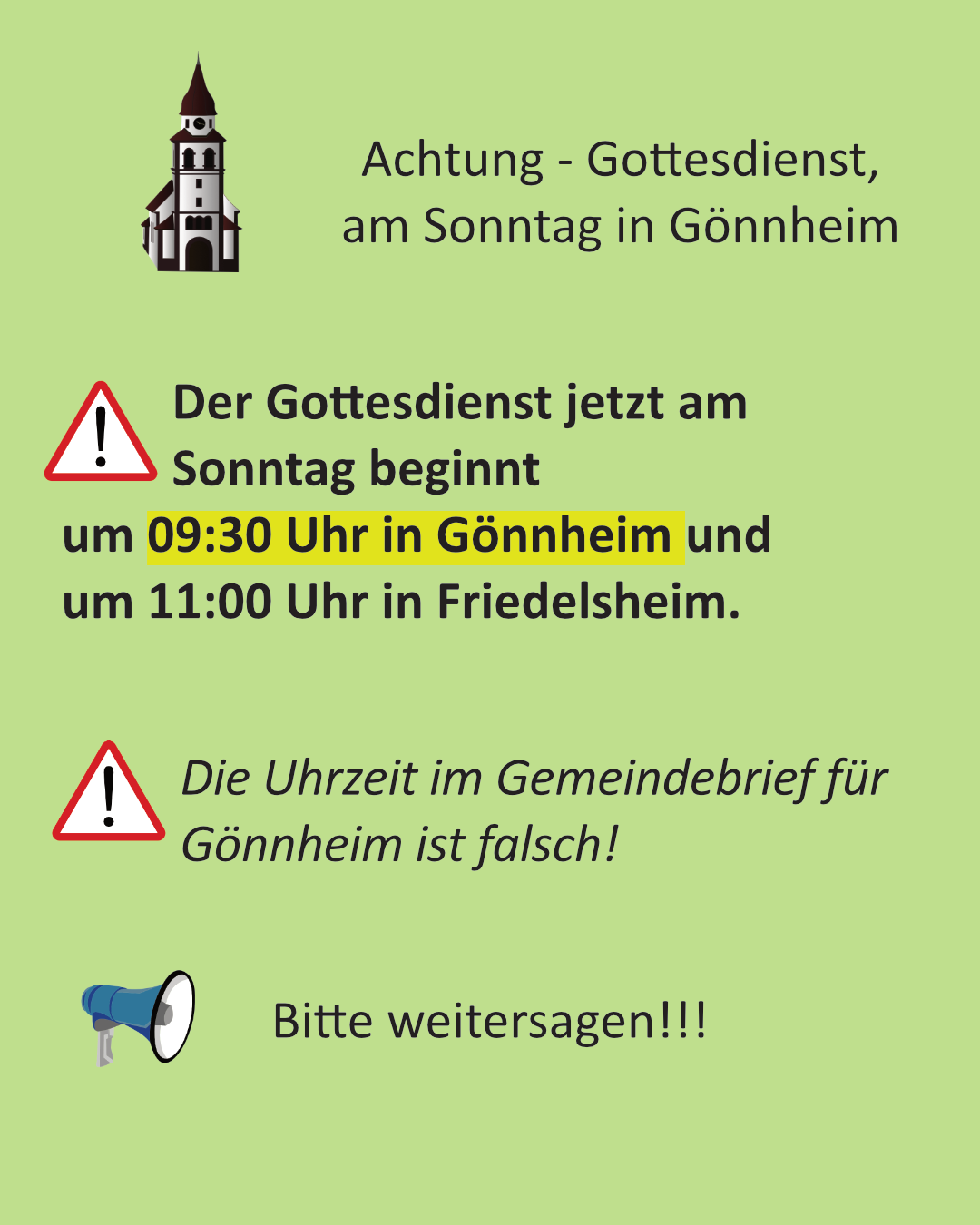Gottesdienst in Gönnheim am 12.04. um 09:30 Uhr